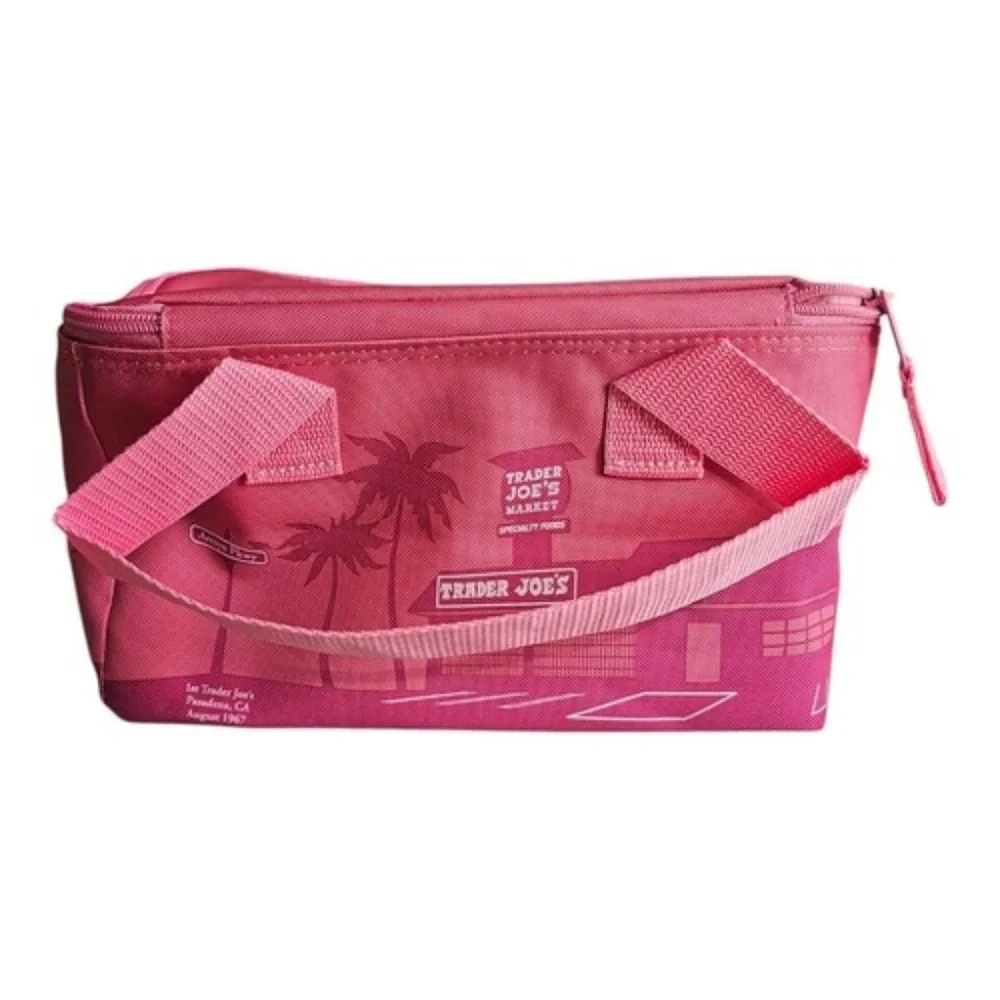 💐 TRADER JOE'S MINI INSULATED PINK TOTE LUNCH COOLER BAG NWT - Picture 9 of 9